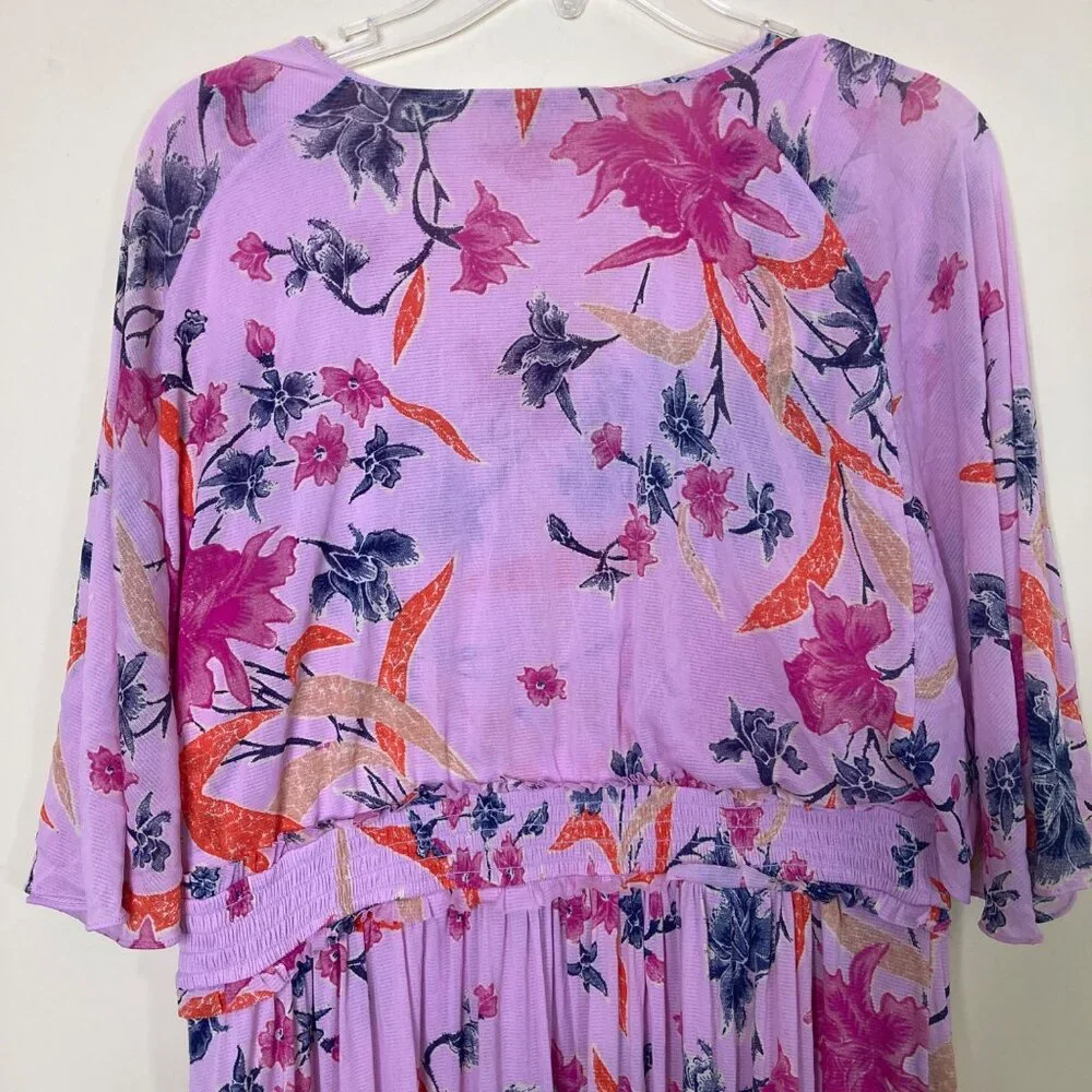 Diane Von Furstenberg Dress Womens Large Nala Flare Pink Floral Smocked Cottage - Picture 5 of 11